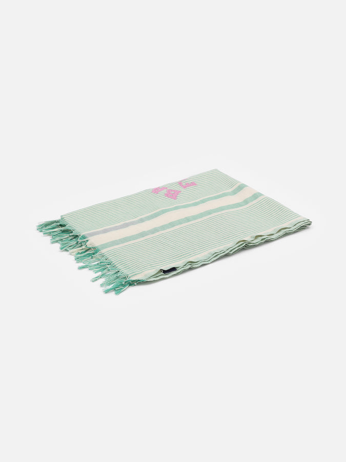 Mc2 Saint Barth Light cotton beach towel Fouta with water green striped print and embroidery Offerte giornaliere