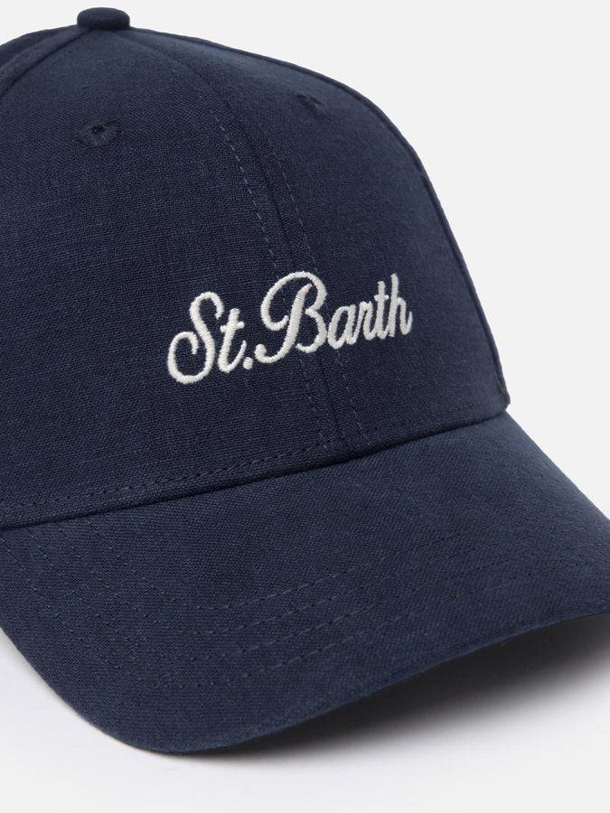 Mc2 Saint Barth Berretto da baseball ricamato in lino Catcher Ritorno libero