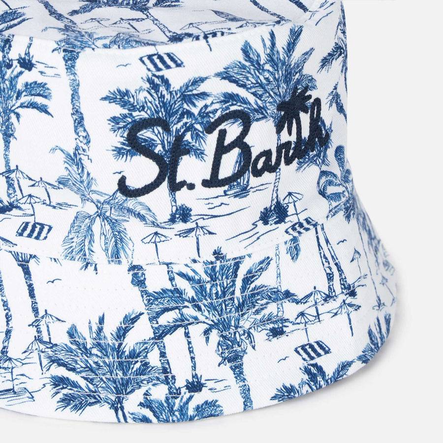 Mc2 Saint Barth Cappello modello pescatore in cotone con ricamo frontale e motivo toile de jouy Ultimi tre giorni