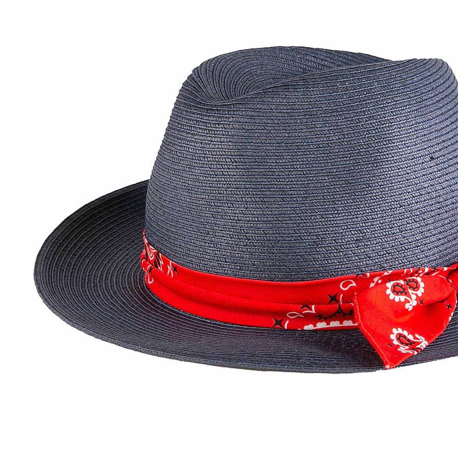 Mc2 Saint Barth Cappello in fibra di carta blue jeans con fascia stampa bandana Fino al 50% di sconto