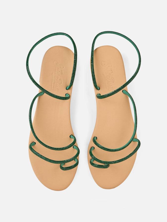 Mc2 Saint Barth Flat Ring Sandals with green rhinestones 50% di sconto con spedizione gratuita