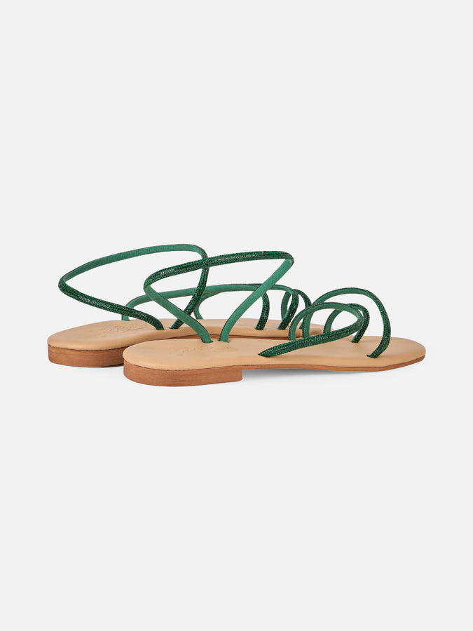 Mc2 Saint Barth Flat Ring Sandals with green rhinestones 50% di sconto con spedizione gratuita