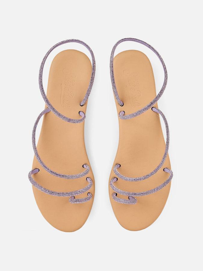 Mc2 Saint Barth Flat Ring Sandals with lilac rhinestones Trasporto libero internazionale