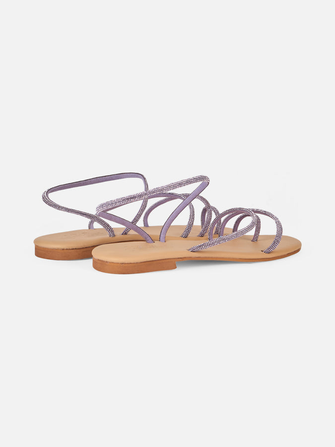Mc2 Saint Barth Flat Ring Sandals with lilac rhinestones Trasporto libero internazionale
