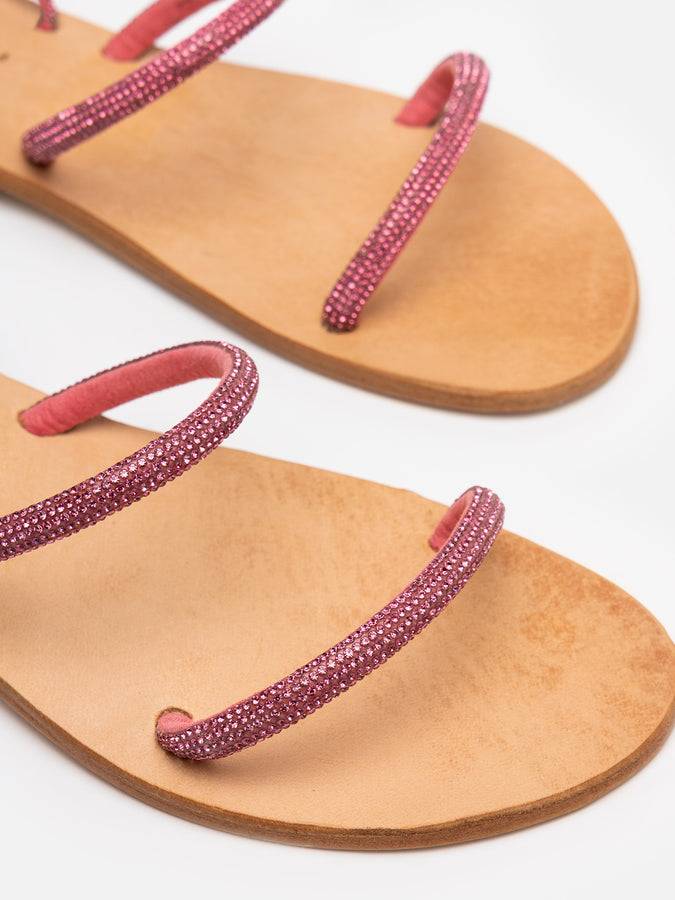 Mc2 Saint Barth Sandali flat avvolgenti con strass fucsia Officina