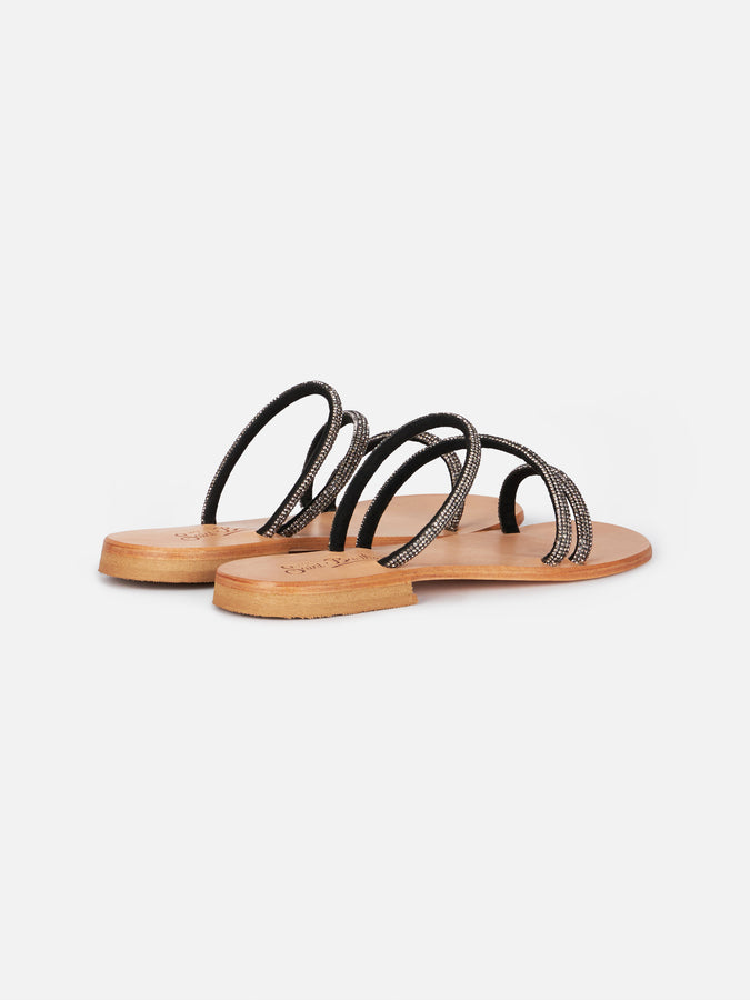 Mc2 Saint Barth Flat sandals Cora with black rhinestones Esporta salva