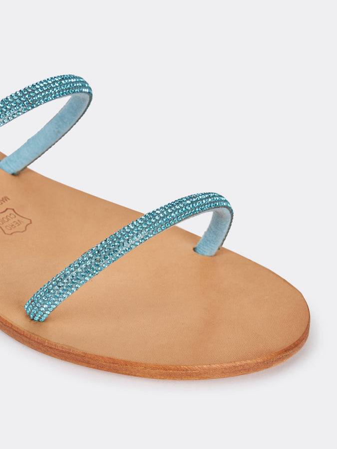 Mc2 Saint Barth Sandali flat avvolgenti con strass turchesi In vendita