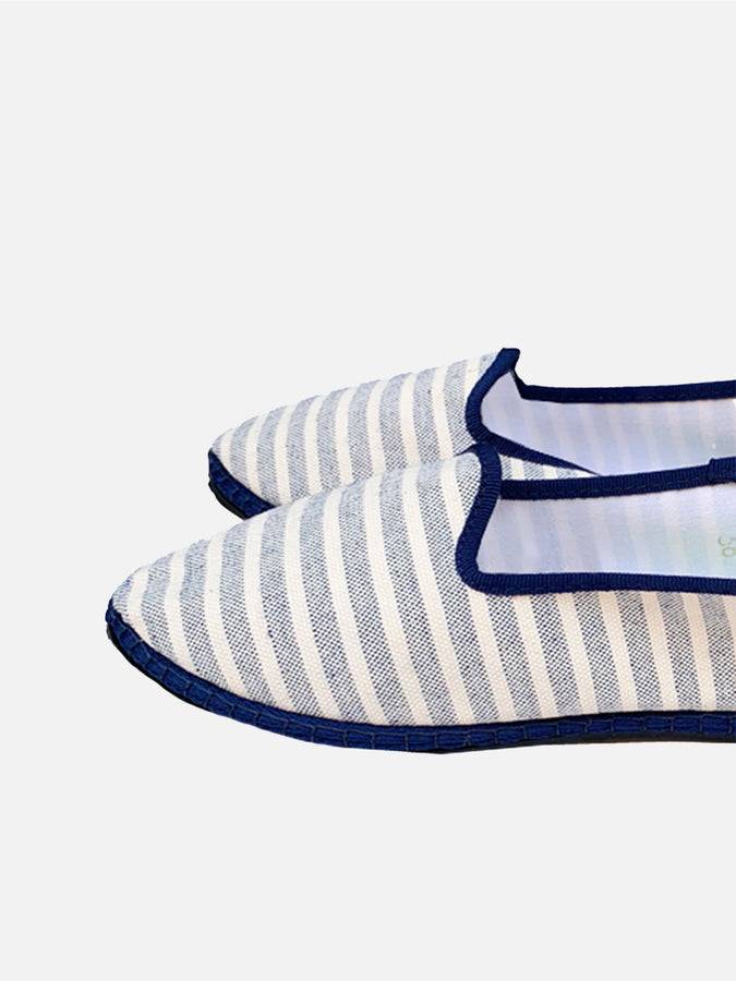 Mc2 Saint Barth Pantofole friulane in tela a righe blu 2025