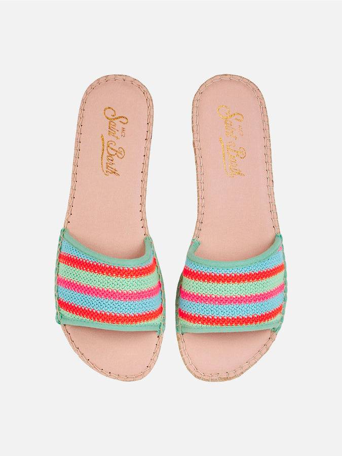 Mc2 Saint Barth Espadrillas da donna con righe all'uncinetto Spedizione Gratuita