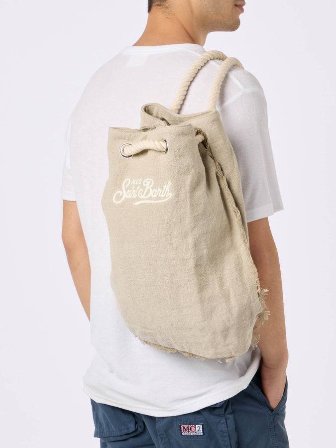 Mc2 Saint Barth Beige boat linen backpack Qualità Garantita