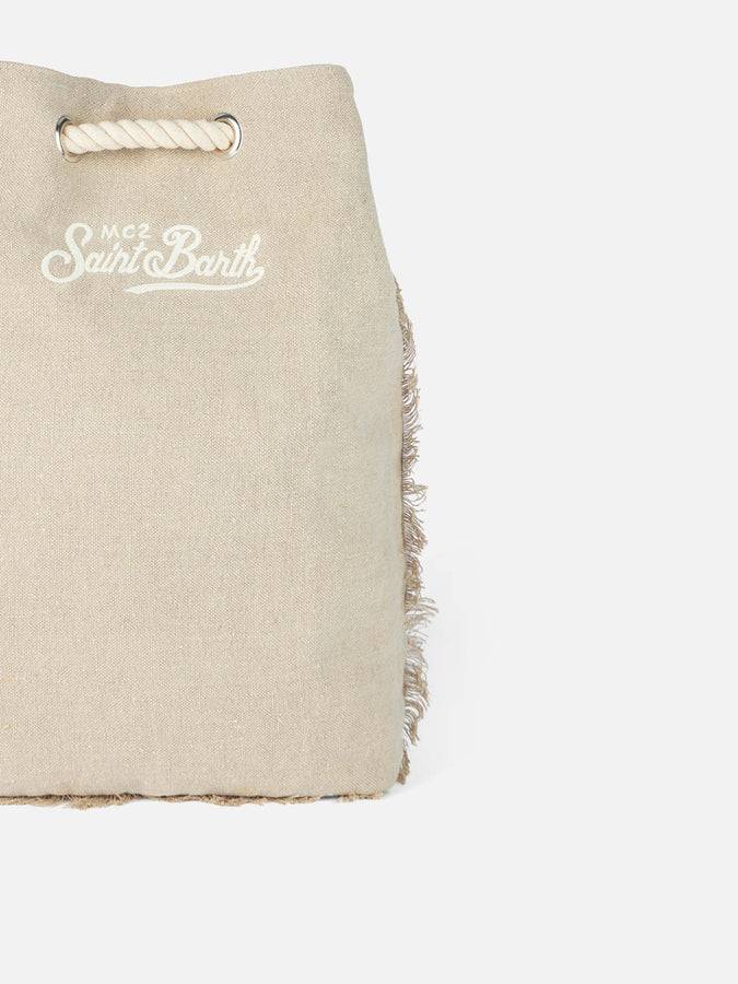 Mc2 Saint Barth Beige boat linen backpack Qualità Garantita