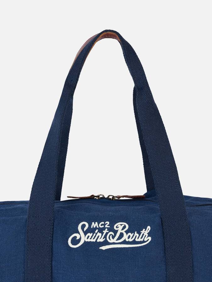 Mc2 Saint Barth Borsone da viaggio Jetleg in lino blu Negozi Online