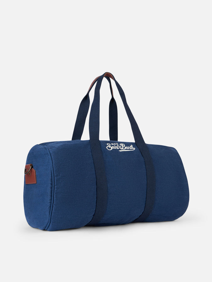 Mc2 Saint Barth Borsone da viaggio Jetleg in lino blu Negozi Online
