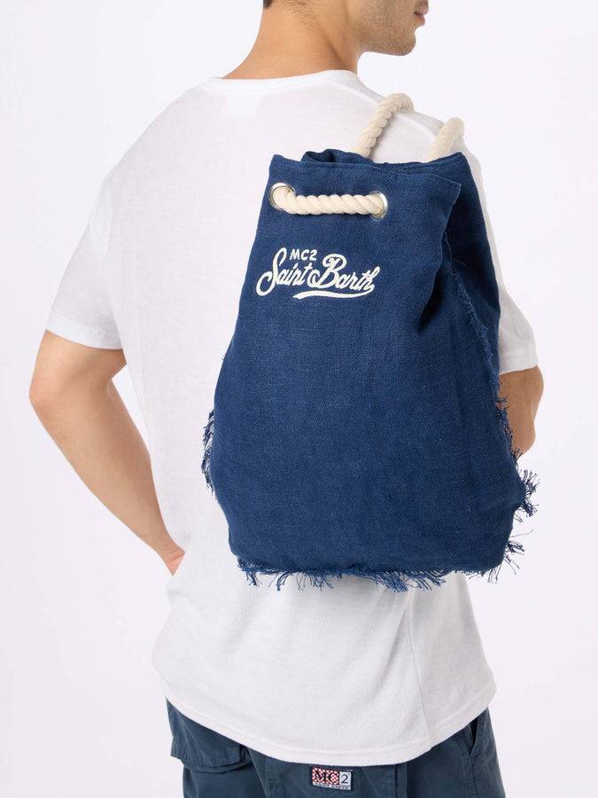 Mc2 Saint Barth Blue boat linen backpack Acquista Ora