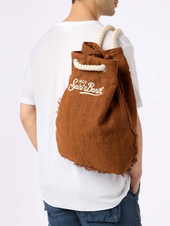 Mc2 Saint Barth Brown boat linen backpack Fino Al -60%
