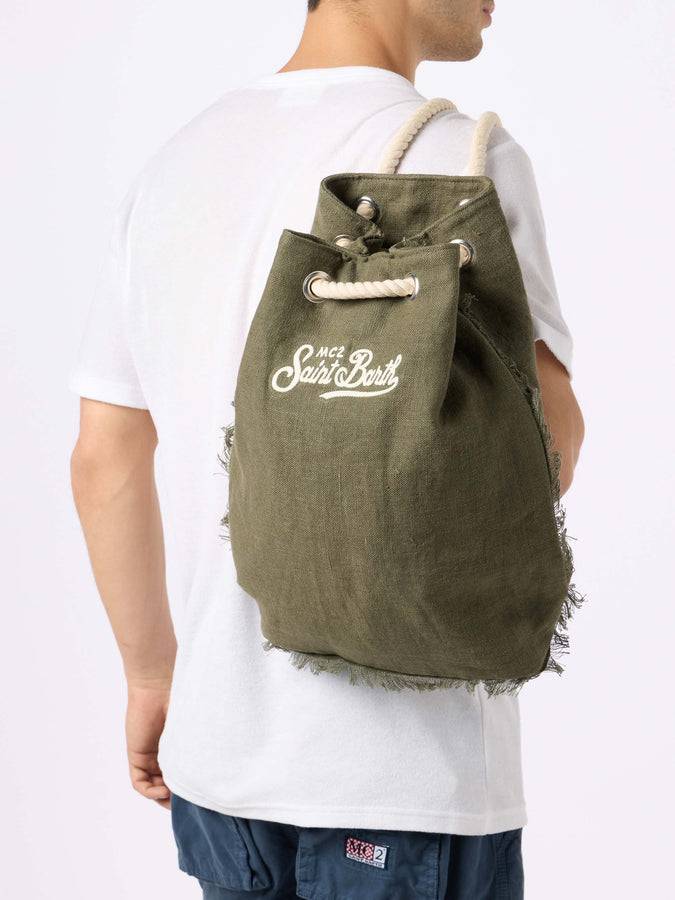 Mc2 Saint Barth Green boat linen backpack Shopping Online