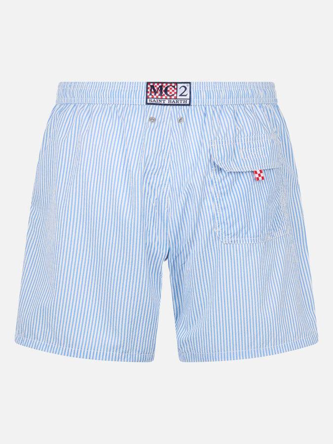Mc2 Saint Barth Costume da bagno da uomo Patmos a righe in seersucker Negozio online di fabbrica