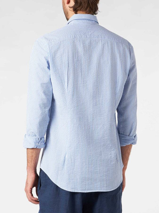 Mc2 Saint Barth Camicia da uomo Pamplona a righe in seersucker Vendite stagionali