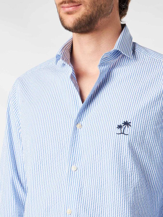 Mc2 Saint Barth Camicia da uomo Pamplona a righe in seersucker Vendite stagionali