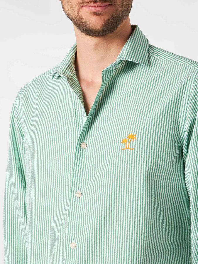 Mc2 Saint Barth Camicia da uomo Pamplona a righe in seersucker Black Friday