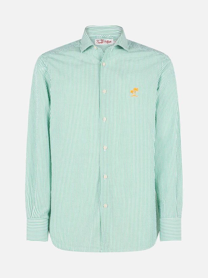 Mc2 Saint Barth Camicia da uomo Pamplona a righe in seersucker Black Friday