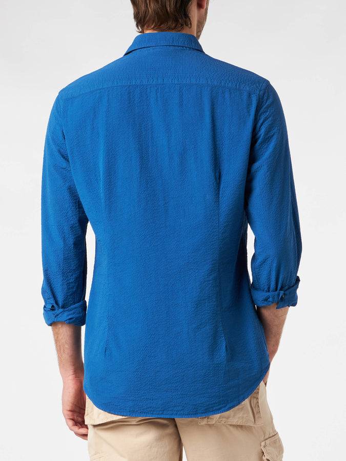 Mc2 Saint Barth Camicia da uomo Pamplona in seersucker Cyber Monday