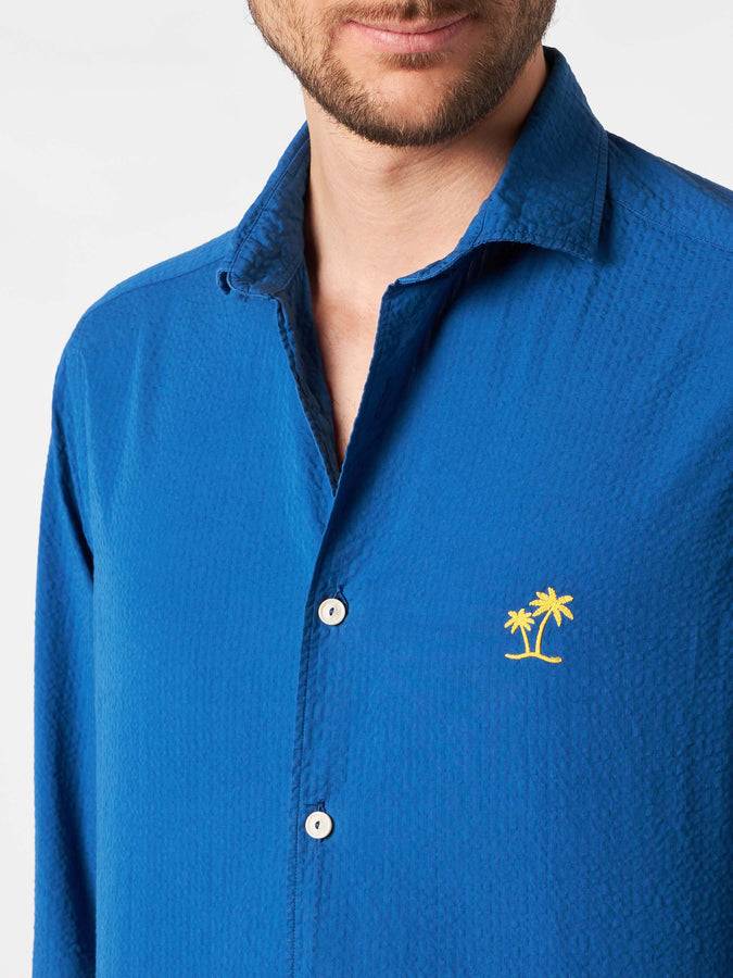 Mc2 Saint Barth Camicia da uomo Pamplona in seersucker Cyber Monday