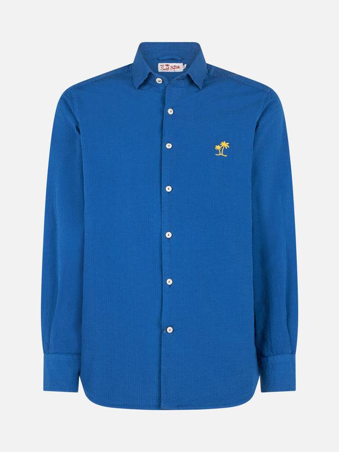 Mc2 Saint Barth Camicia da uomo Pamplona in seersucker Cyber Monday