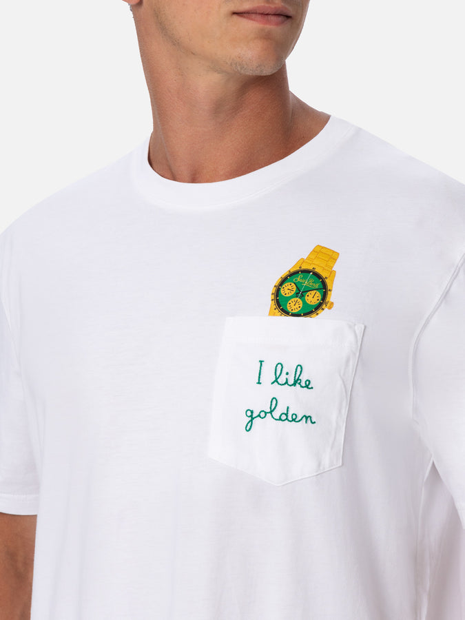 Mc2 Saint Barth T-shirt da uomo in cotone Austin con stampa orologio e ricamo Offerta Pasqua