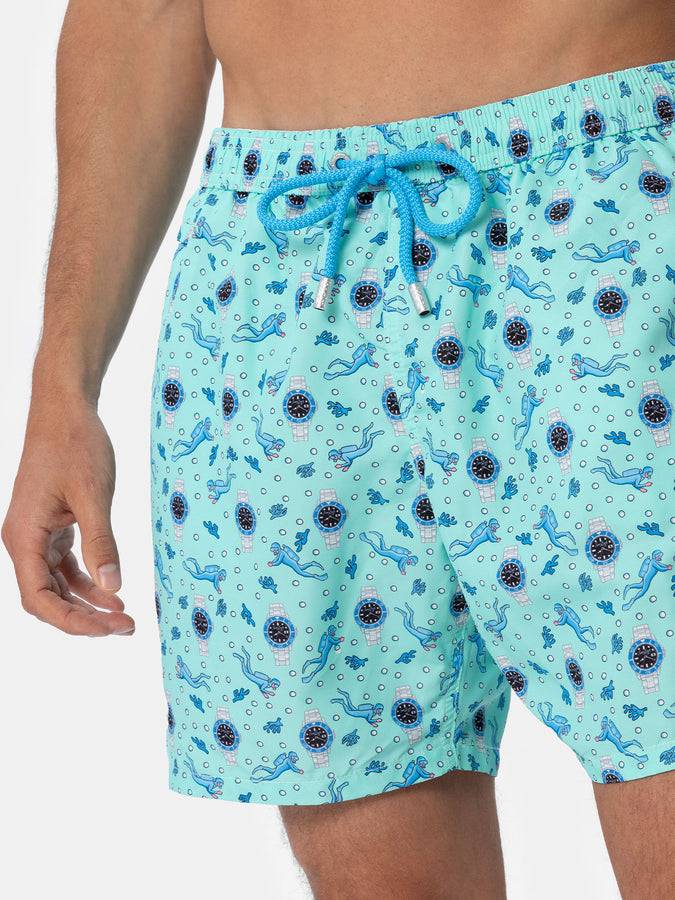 Mc2 Saint Barth Costume da bagno da uomo in tessuto leggero Lighting Micro Fantasy con stampa orologi Offerta Anniversario