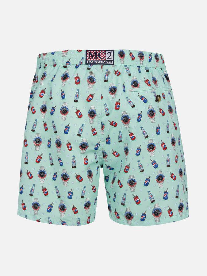 Mc2 Saint Barth Costume da bagno uomo in tessuto leggero Lighting Micro Fantasy con stampa orologi e bevande Vendita calda