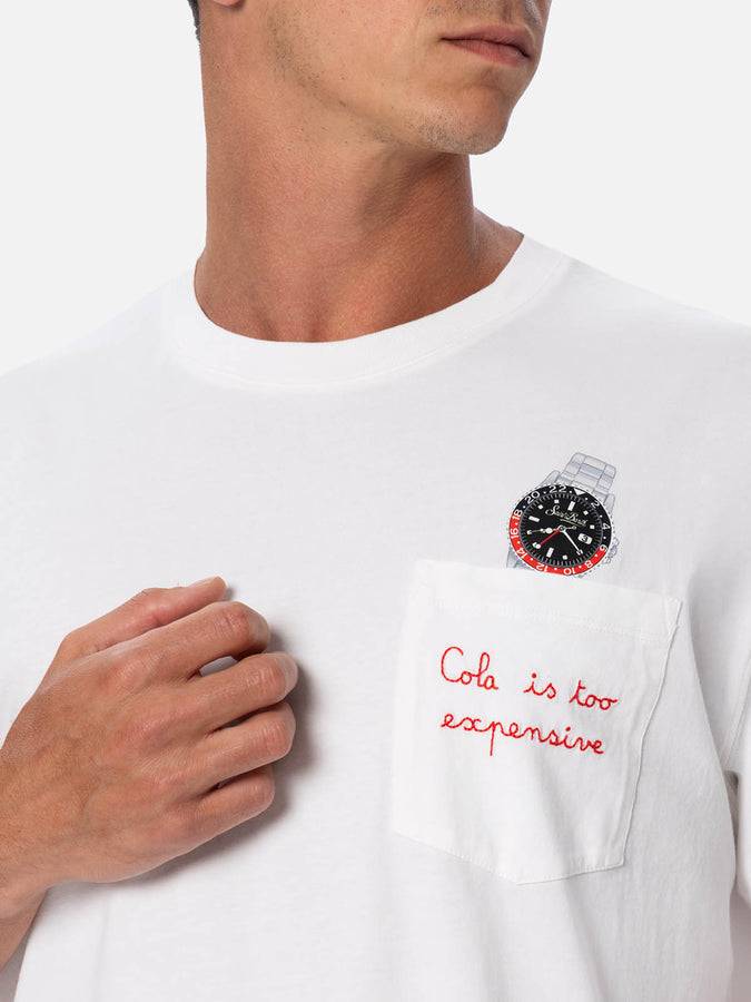 Mc2 Saint Barth T-shirt da uomo Austin in cotone biologico con stampa orologio e ricamo Latest fashion