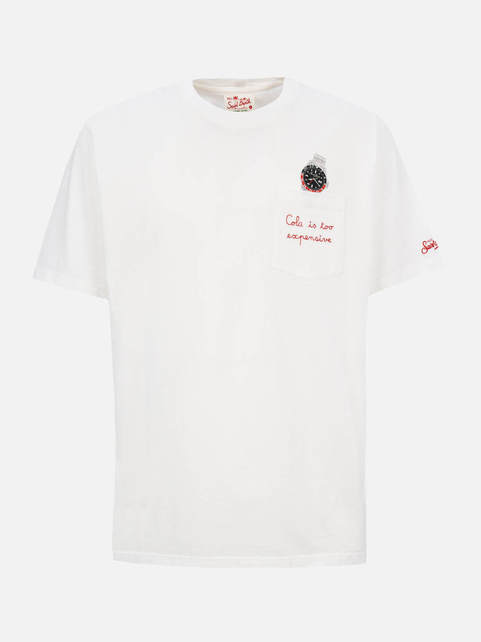 Mc2 Saint Barth T-shirt da uomo Austin in cotone biologico con stampa orologio e ricamo Latest fashion