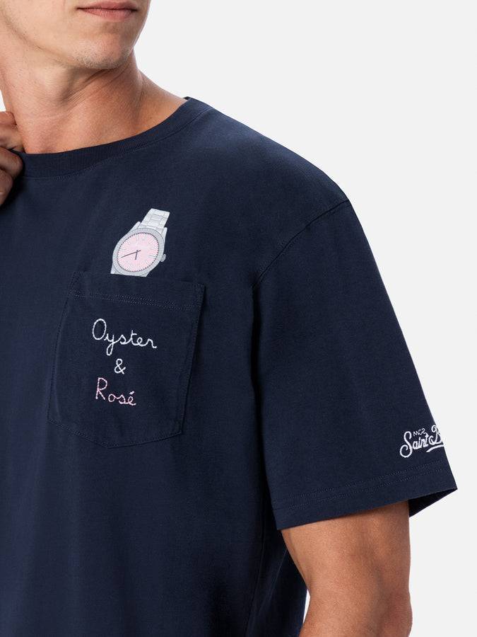 Mc2 Saint Barth Man cotton t-shirt Austin with watch print and embroidery Online Outlet