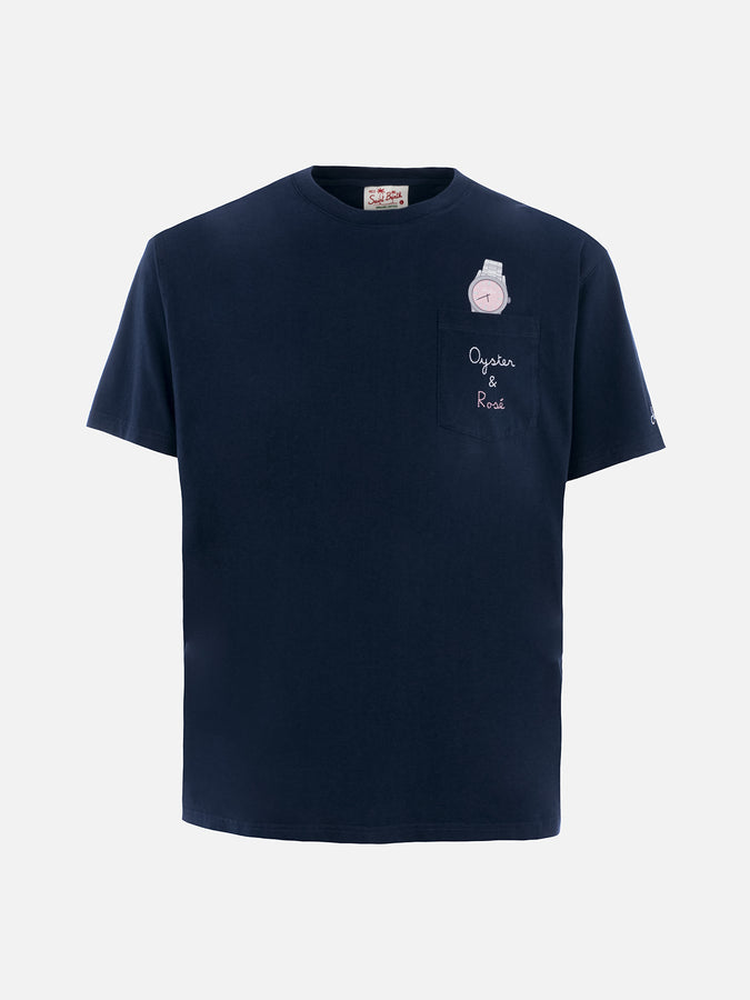 Mc2 Saint Barth Man cotton t-shirt Austin with watch print and embroidery Online Outlet
