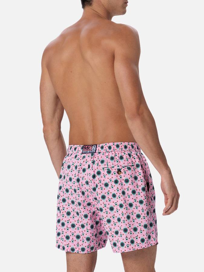 Mc2 Saint Barth Man lightweight fabric swim-shorts Lighting Micro Fantasy with watches print Offerta temporanea