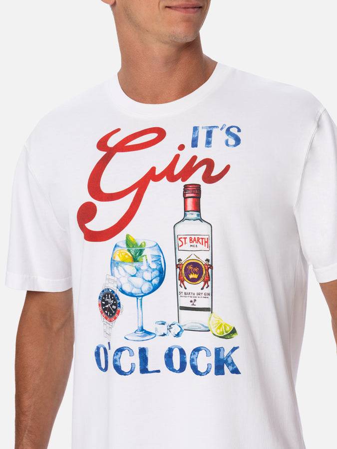 Mc2 Saint Barth T-shirt uomo in cotone con stampa piazzata It's Gin o'clock Offerte esclusive