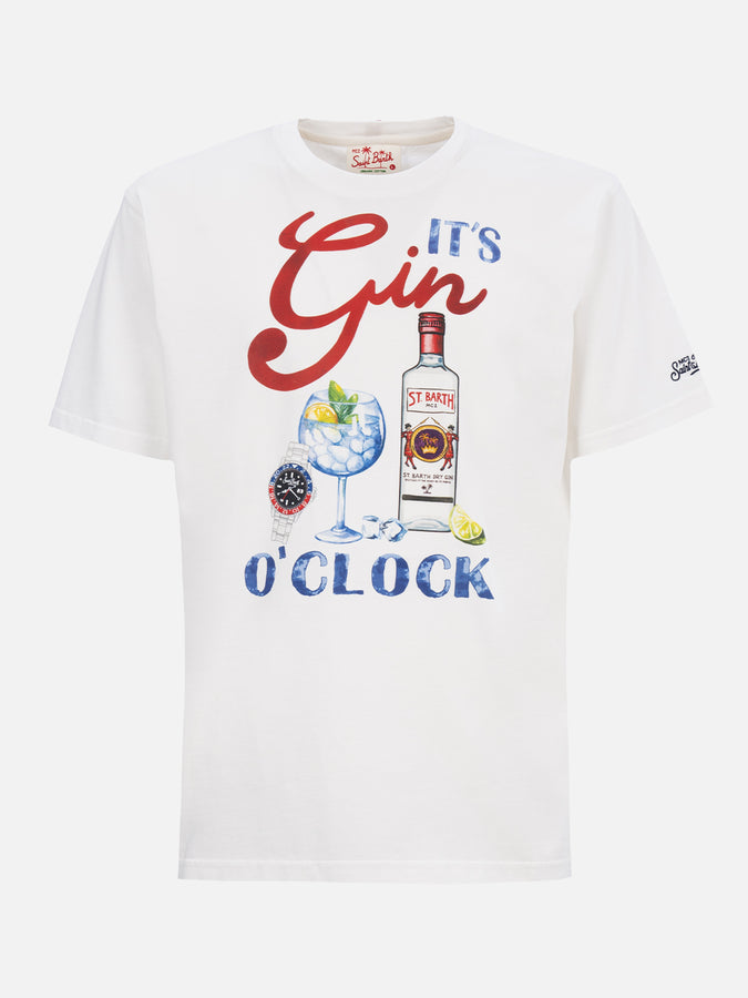 Mc2 Saint Barth T-shirt uomo in cotone con stampa piazzata It's Gin o'clock Offerte esclusive