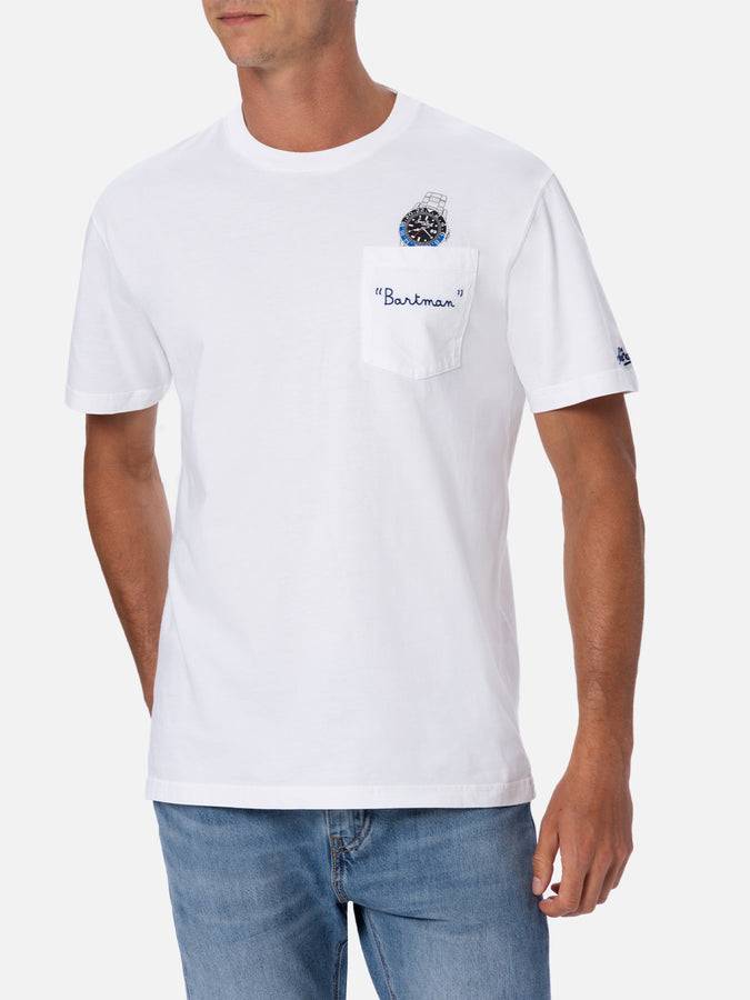 Mc2 Saint Barth T-shirt da uomo in cotone Austin con stampa orologio e ricamo