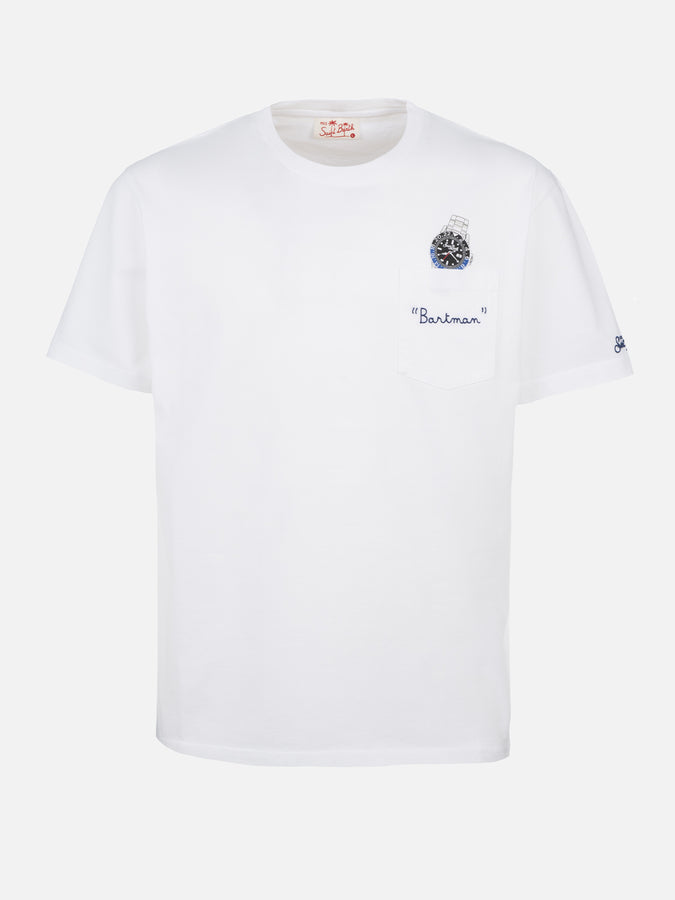 Mc2 Saint Barth T-shirt da uomo in cotone Austin con stampa orologio e ricamo Grandi sconti