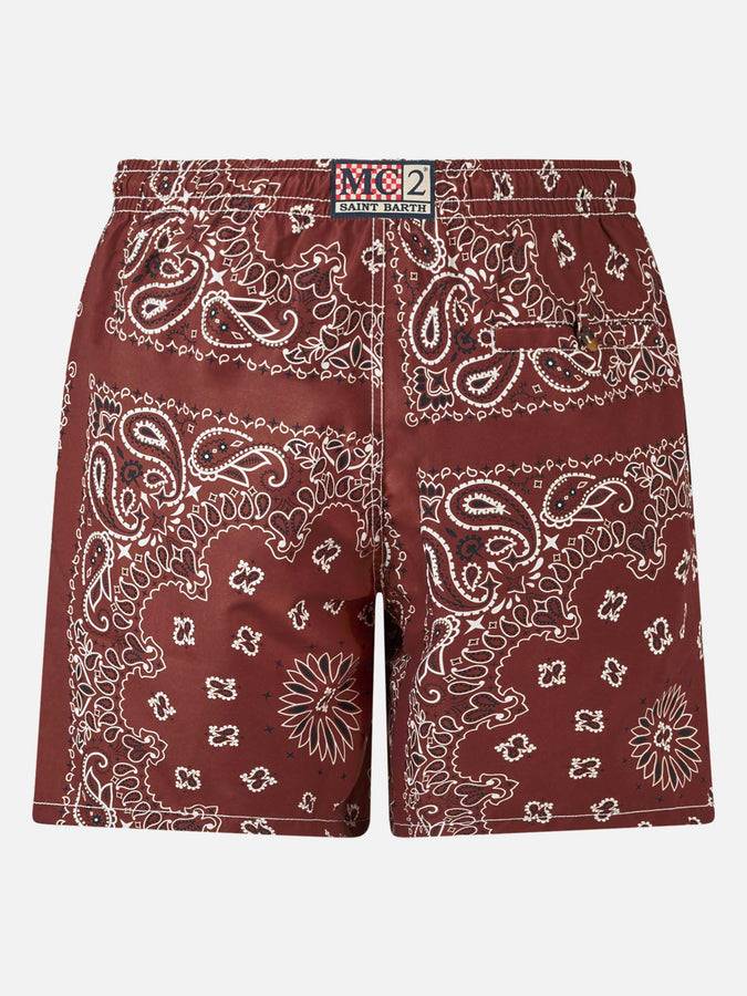 Mc2 Saint Barth Costume da bagno da uomo con stampa bandana bordeaux Liquidazione