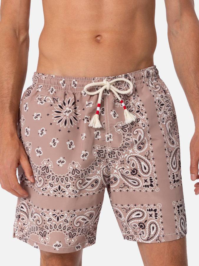 Mc2 Saint Barth Costume da bagno da uomo di media lunghezza bandana beige Caprese Comprane uno, ottenene uno gratis