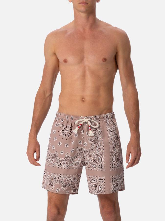 Mc2 Saint Barth Costume da bagno da uomo di media lunghezza bandana beige Caprese Comprane uno, ottenene uno gratis