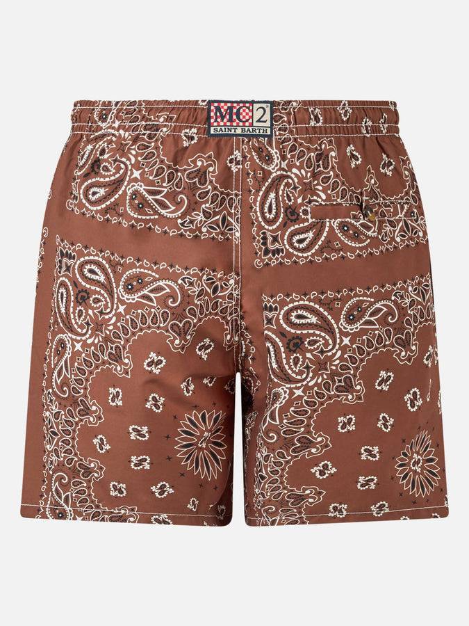 Mc2 Saint Barth Costume da bagno da uomo con stampa bandana marrone Offerte giornaliere