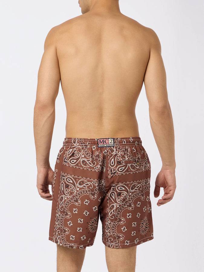Mc2 Saint Barth Costume da bagno da uomo con stampa bandana marrone Offerte giornaliere