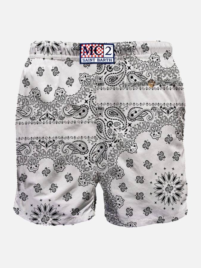 Mc2 Saint Barth Costume da bagno da uomo con stampa bandana bianca Enormi risparmi