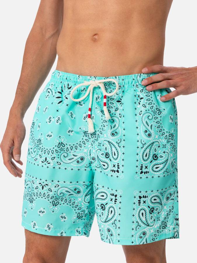 Mc2 Saint Barth Costume da bagno da uomo di media lunghezza bandana verde acqua Caprese Prezzo basso