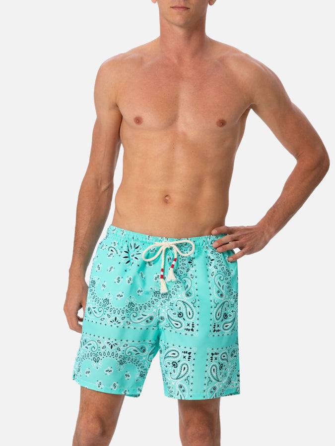 Mc2 Saint Barth Costume da bagno da uomo di media lunghezza bandana verde acqua Caprese Prezzo basso