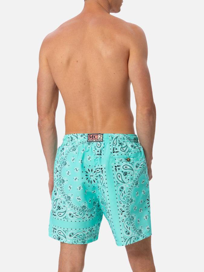 Mc2 Saint Barth Costume da bagno da uomo di media lunghezza bandana verde acqua Caprese Prezzo basso