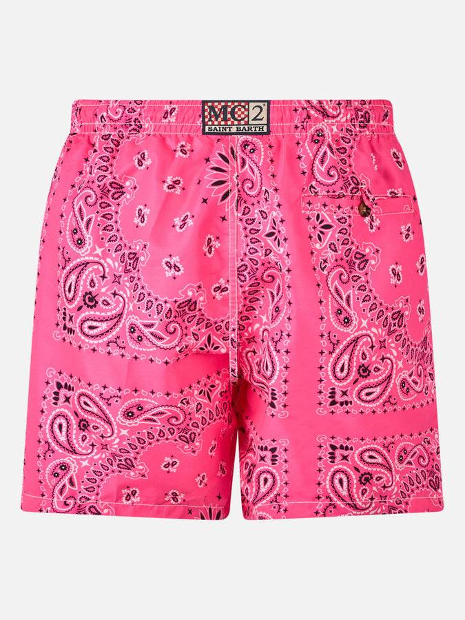 Mc2 Saint Barth Costume da bagno da uomo con stampa bandana rosa Offerta settimanale